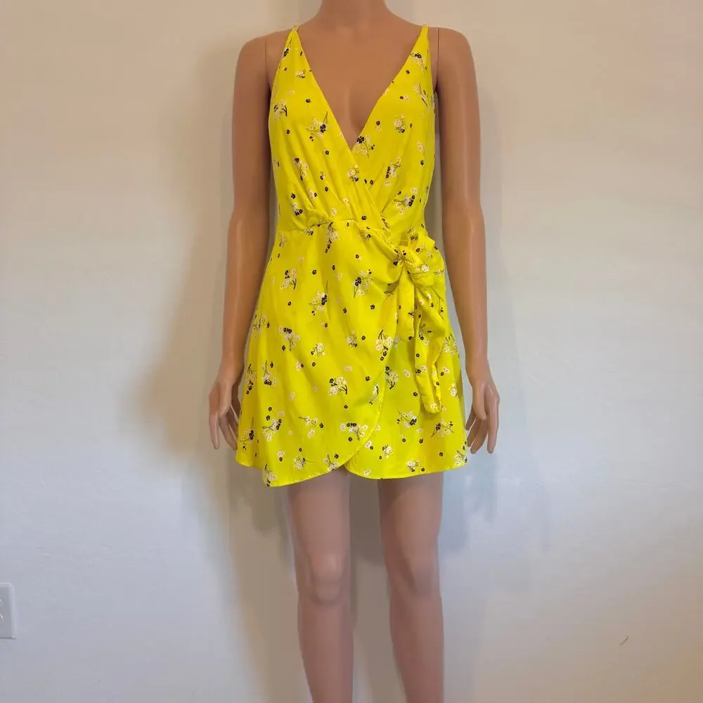 Free People Tango at Night 10 faux wrap tie flap front romper SH 3099